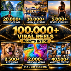 100,000+ Viral Reels Bundle with PLR & MRR | AI Animated Videos for TikTok, Instagram & YouTube Shorts