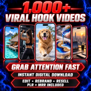 1,000+ Viral Hook Videos Bundle | TikTok, Instagram Reels & YouTube Shorts | PLR & MRR Digital Download