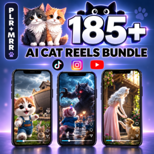 185+ Viral AI Cat Reels Bundle | Ready-to-Post Social Media Videos | PLR & MRR Digital Download