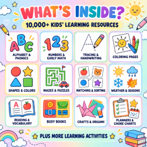 10,000+ Kids’ Learning Activities Bundle | Worksheets, Coloring Books & Educational Printables | PLR & MRR Included