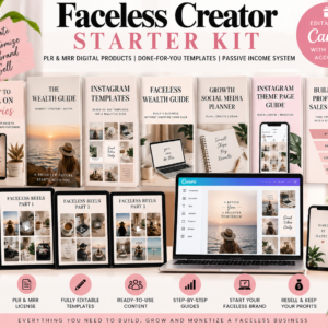 Faceless Creator Starter Kit | PLR & MRR Digital Products | Done-for-You Canva Templates | Passive Income Bundle