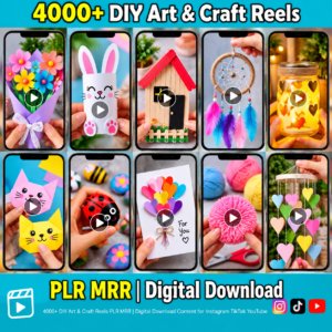 4000+ DIY Arts & Crafts Reels Bundle | PLR & MRR Videos | Social Media Content