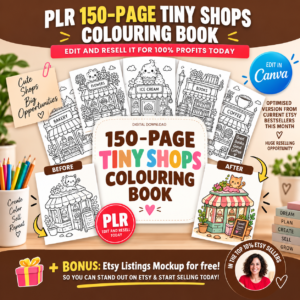 150 Páginas para Colorear de Tienditas | Plantillas Editables en Canva | PLR y Derechos de Reventa