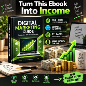 111-Page Make Money Online eBook | PLR & MRR | Editable Canva Digital Product