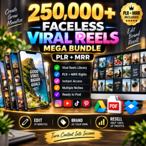 250,000+ Faceless Viral Reels Bundle | PLR & MRR | Ready-to-Post Social Media Videos