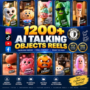 1200+ AI Talking Object Reels Bundle | Faceless Videos | PLR & MRR Resell Rights
